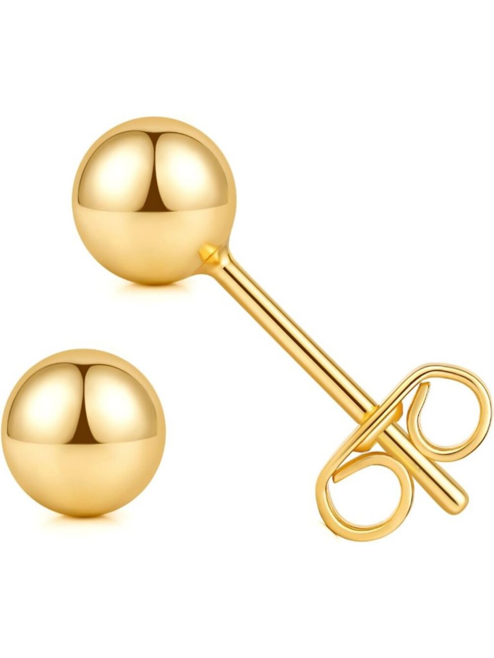 14K Gold Ball Stud Earrings for Women | Elegant, Classic, Lightweight Jewelry